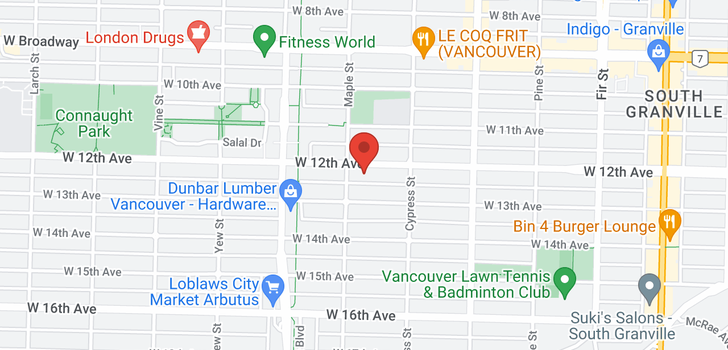 map of 1978 W 12TH AVENUE